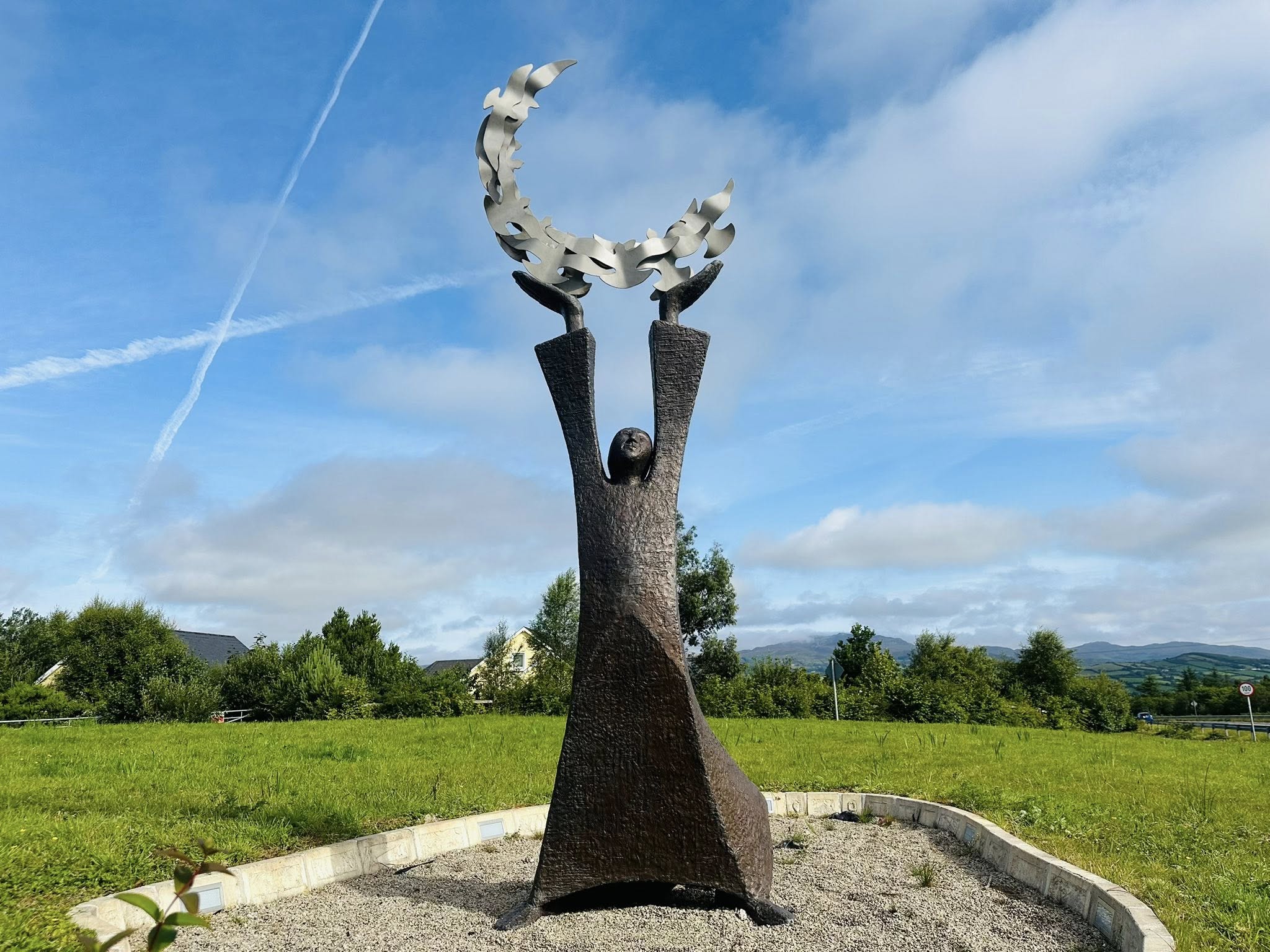 Sculpture of St Colmcille in Kilmacrennan, County Donegal